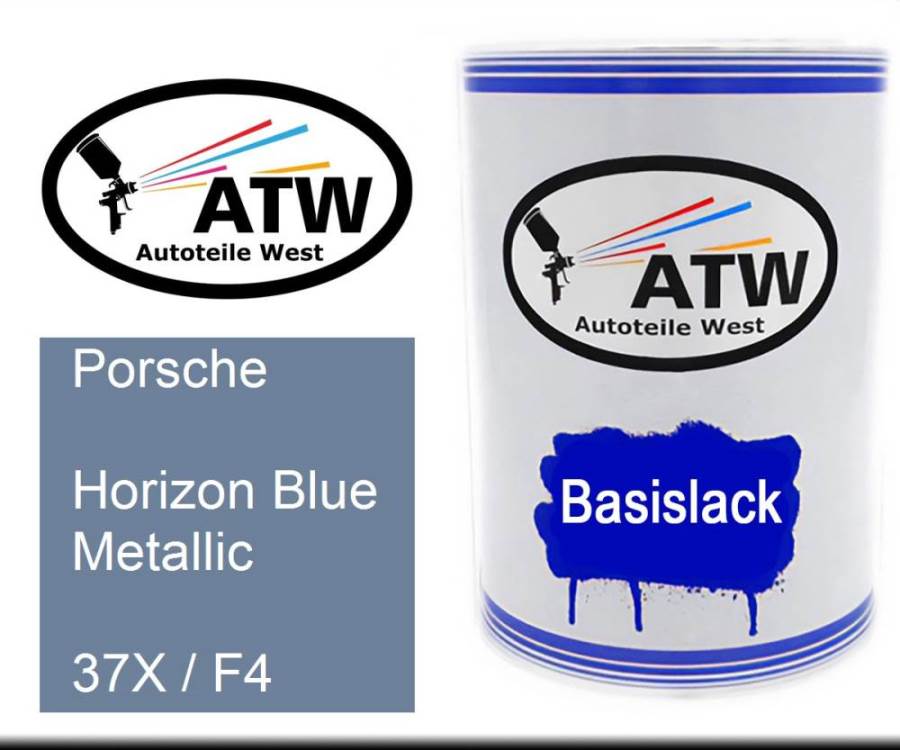 Porsche, Horizon Blue Metallic, 37X / F4: 500ml Lackdose, von ATW Autoteile West.